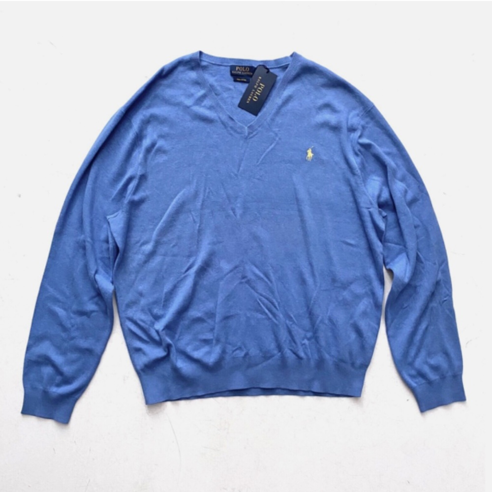Polo Ralph Lauren Sweater Nwt Pale Royal Blue w/ Little Pony Pima Cotton XXL 2XL